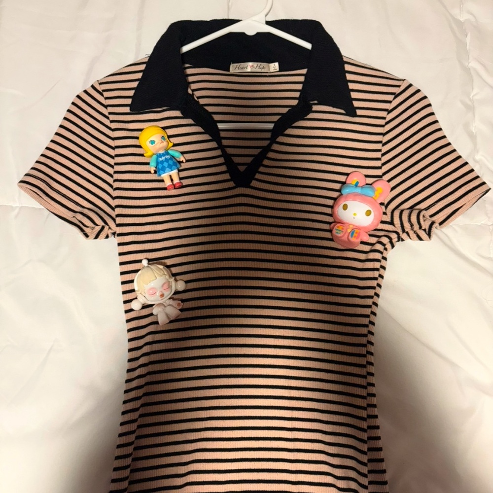 long dress pink and black striped (FIGURES NOT FOR SALE)